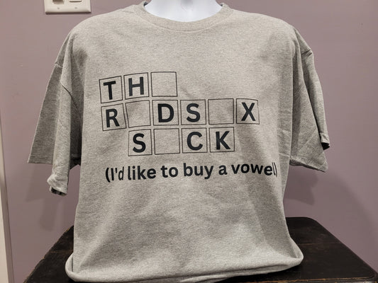 Men's Grey T-Shirt Crew Neck Unisex "I'd like to buy a vowel"