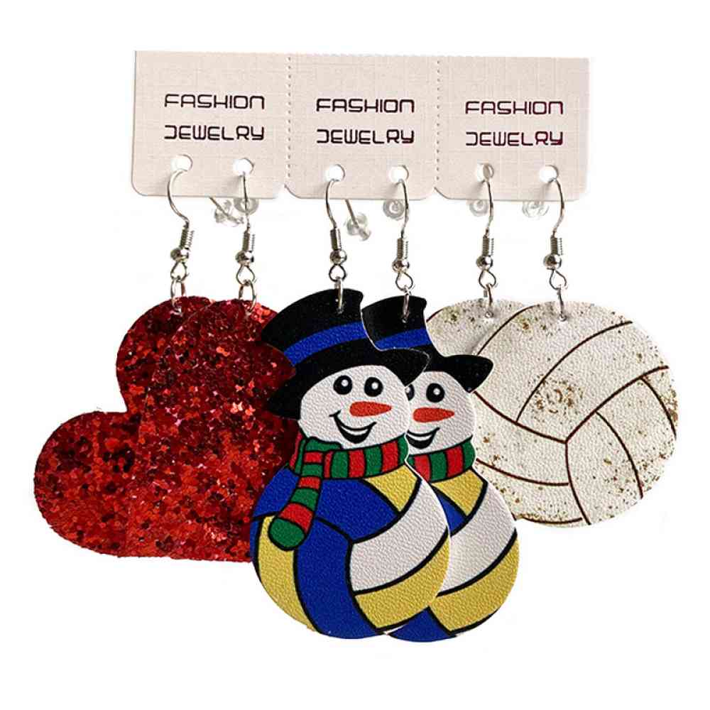 Snowman, Ball, and Heart Earrings Set