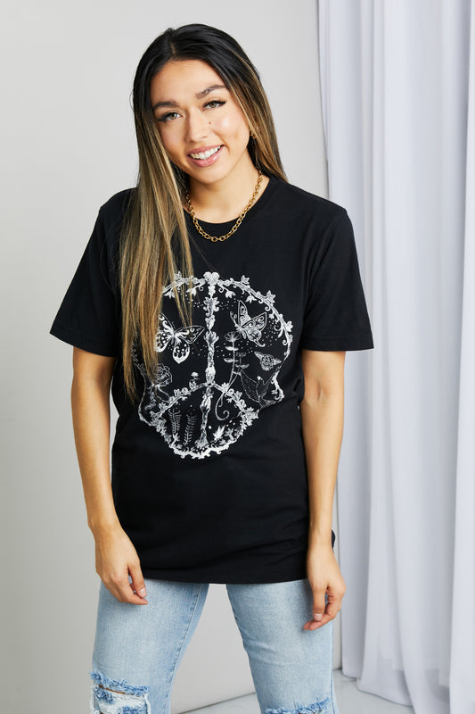 Butterfly Peace Graphic Tee Shirt